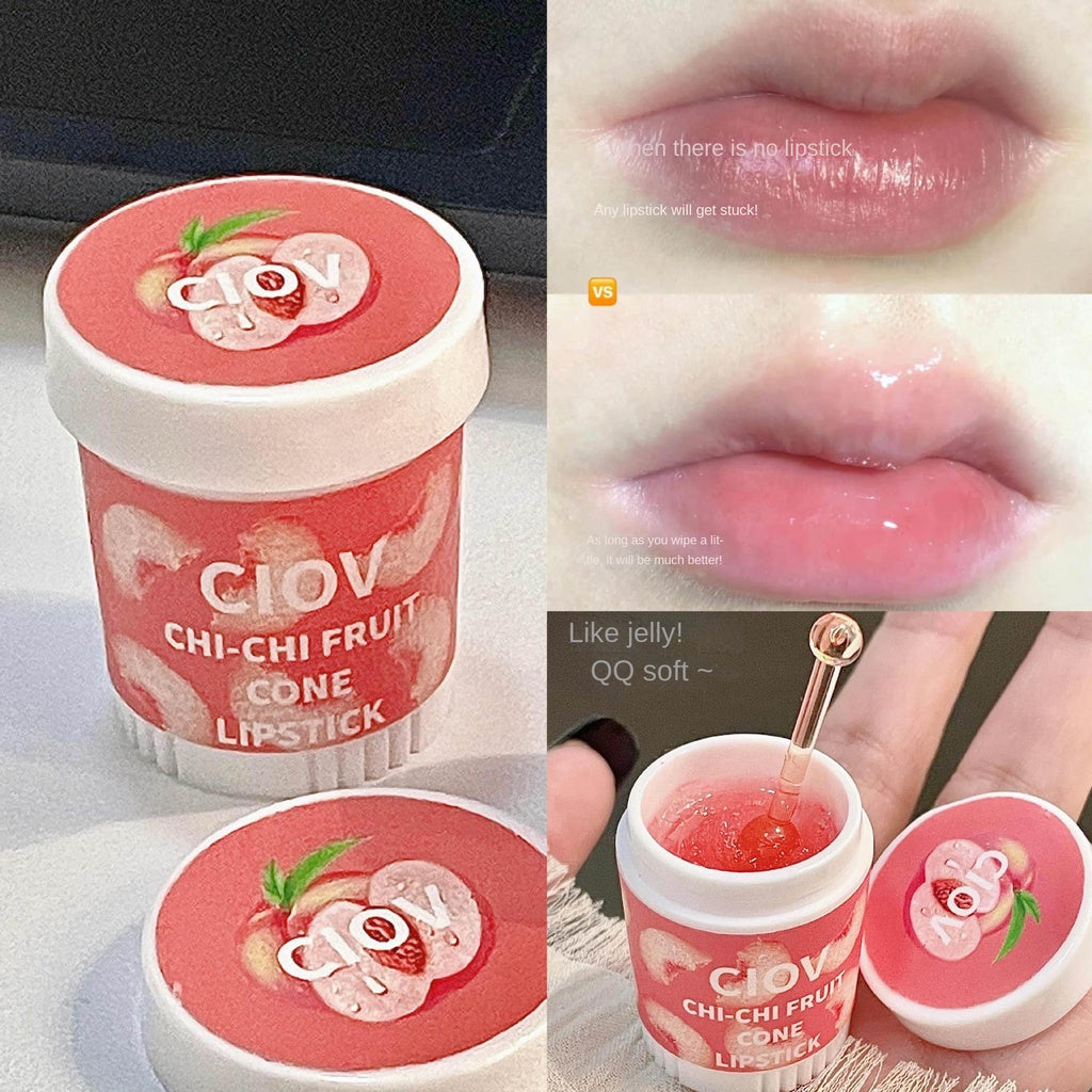 CIOV Strawberry Cone Lip Balm Ice Cream Cones Lip Mask Fruity Colorless Lipstick Moisturize Hydrating Lip Repair