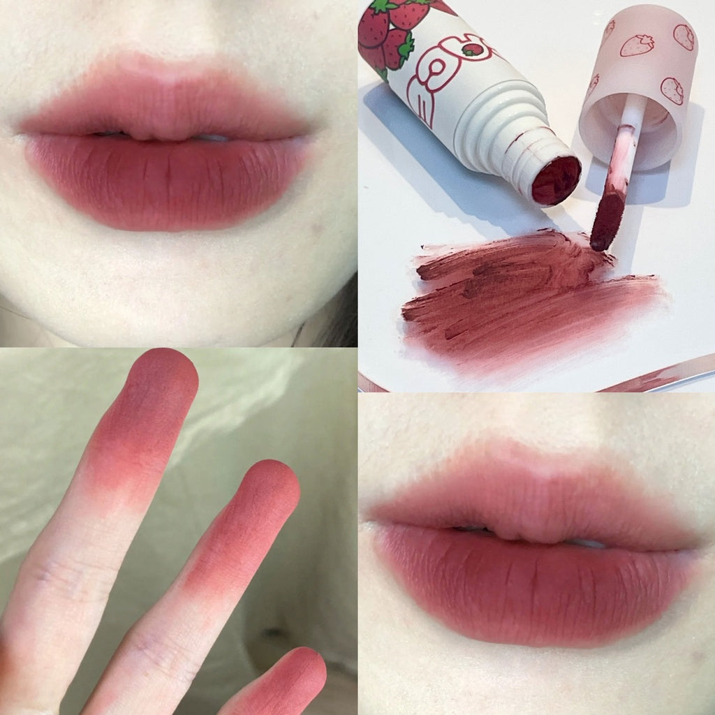 Strawberry Lipstick Lip Glaze Easy To Color Waterproof Lip Gloss