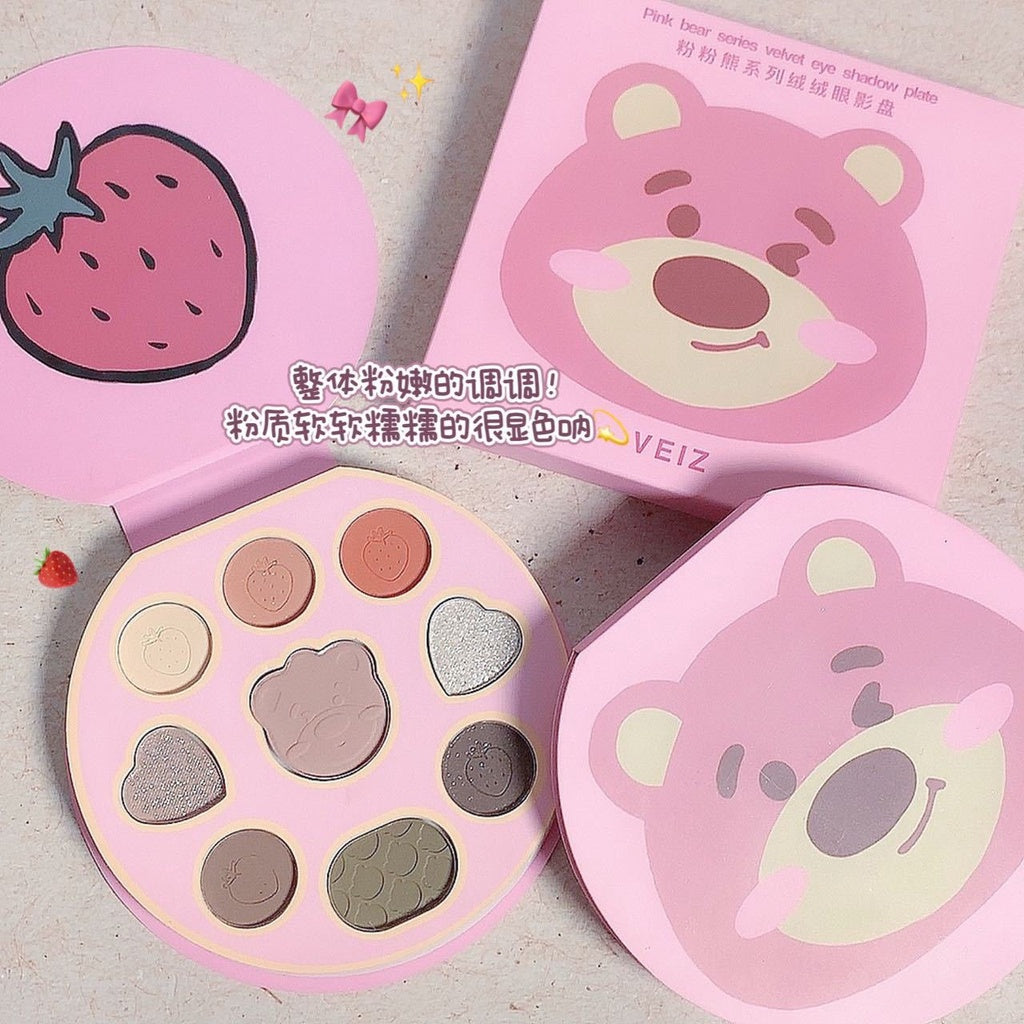 VEIZ Pink Bear Eyeshadow Palette Nine Colors Matte Pearlescent Lasting