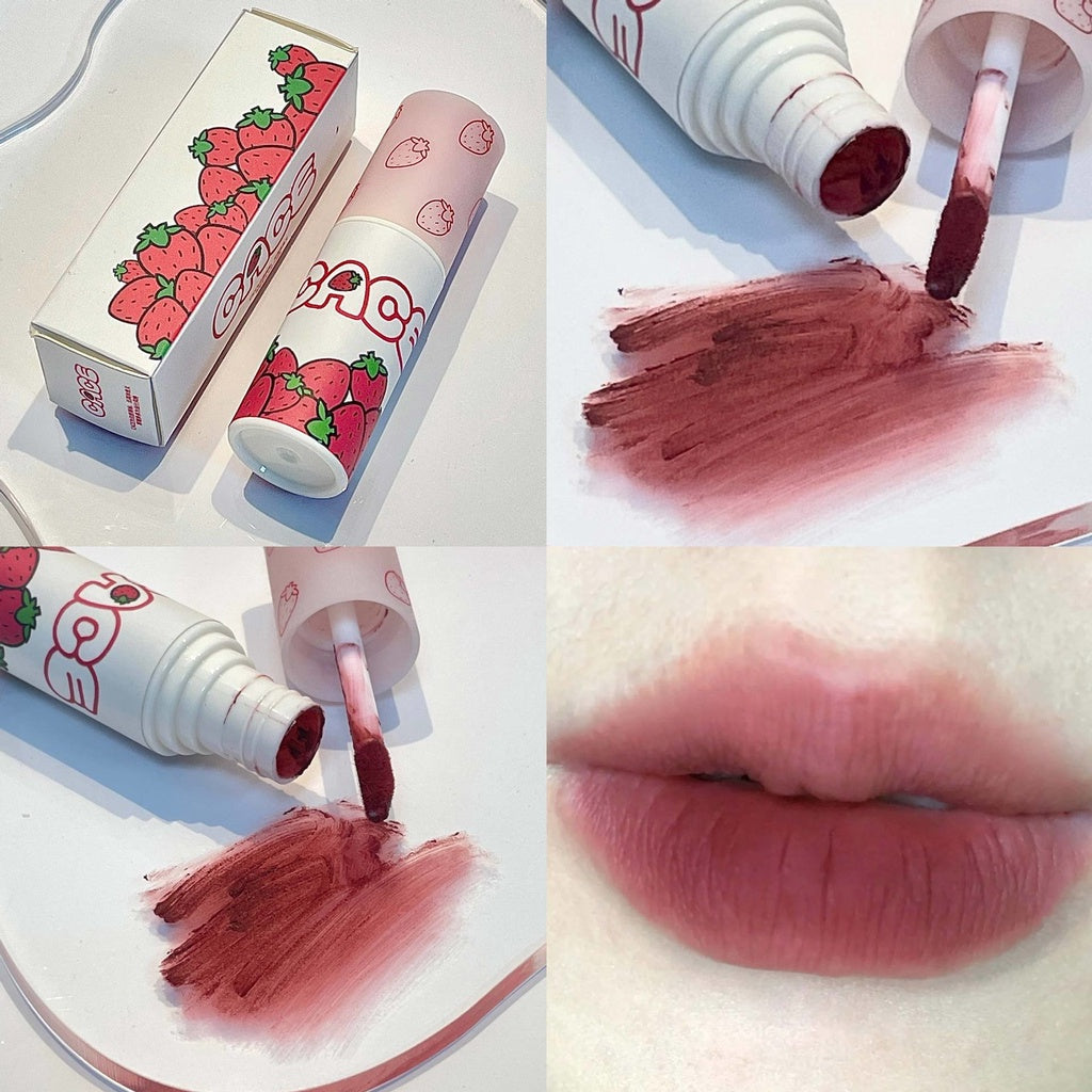 Strawberry Lipstick Lip Glaze Easy To Color Waterproof Lip Gloss