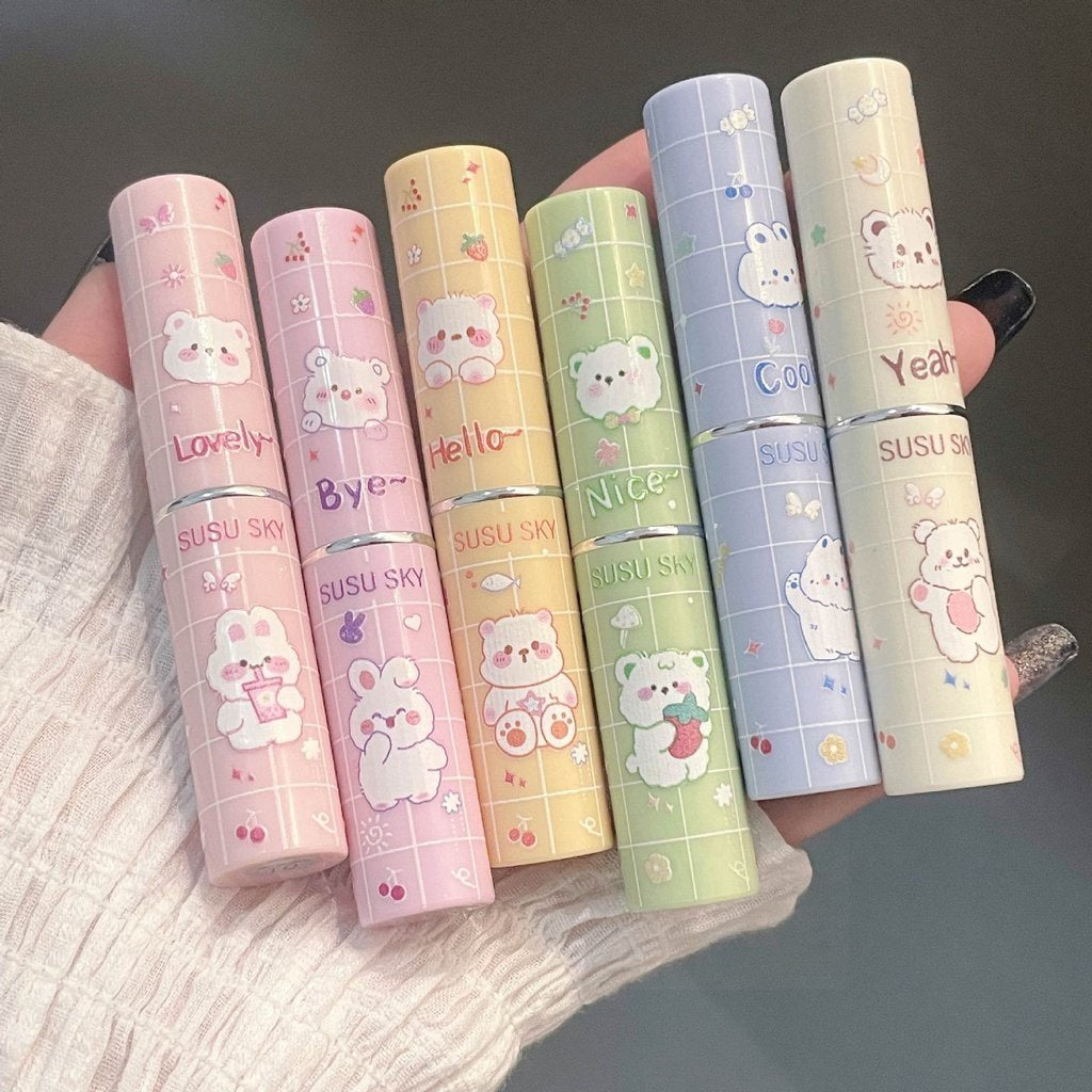 Susu Sky Cute Bear Tinted Lip Balm Moisturizing Lipstick Waterproof Lip Varnish Lip Gloss