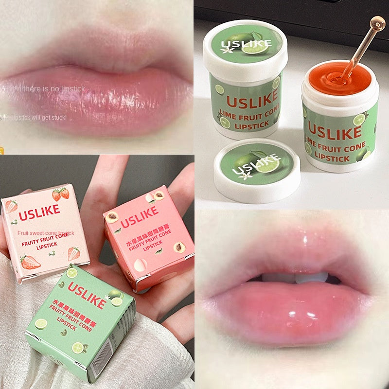 USLIKE Strawberry Ice Cream Cones Lip Balm Vaseline Peach Moisturize Hydrating