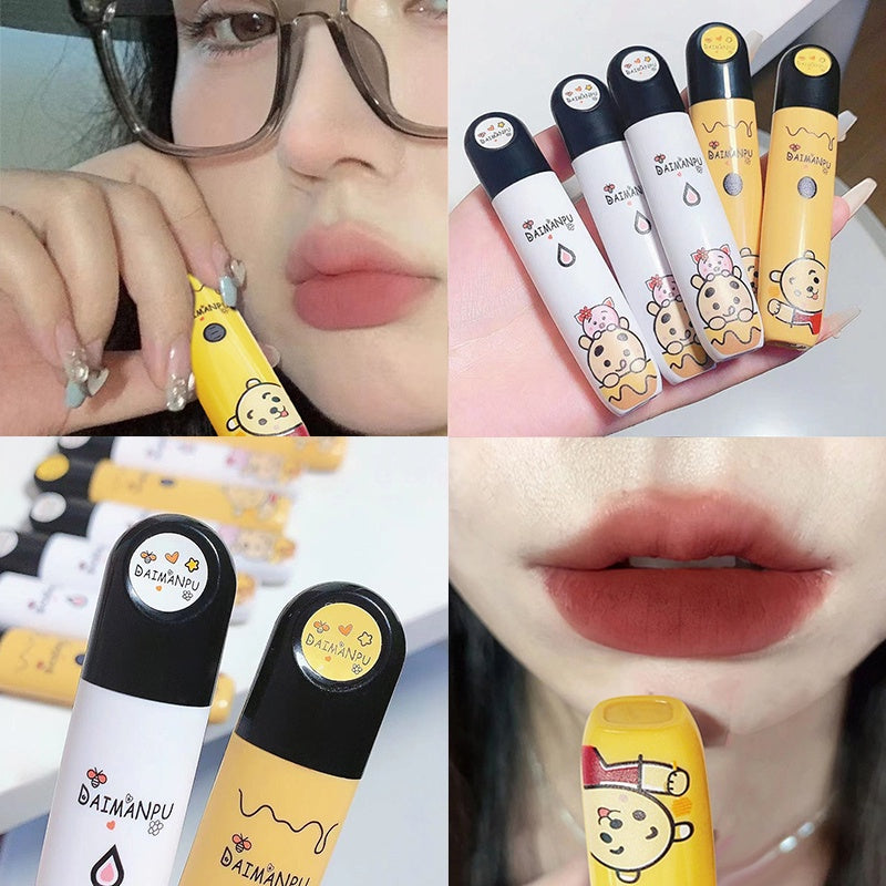 Daimanpu Round Tube Lip Glaze Lipstick Non Sticky Non Stick Cup Waterproof Lip Gloss Lasting