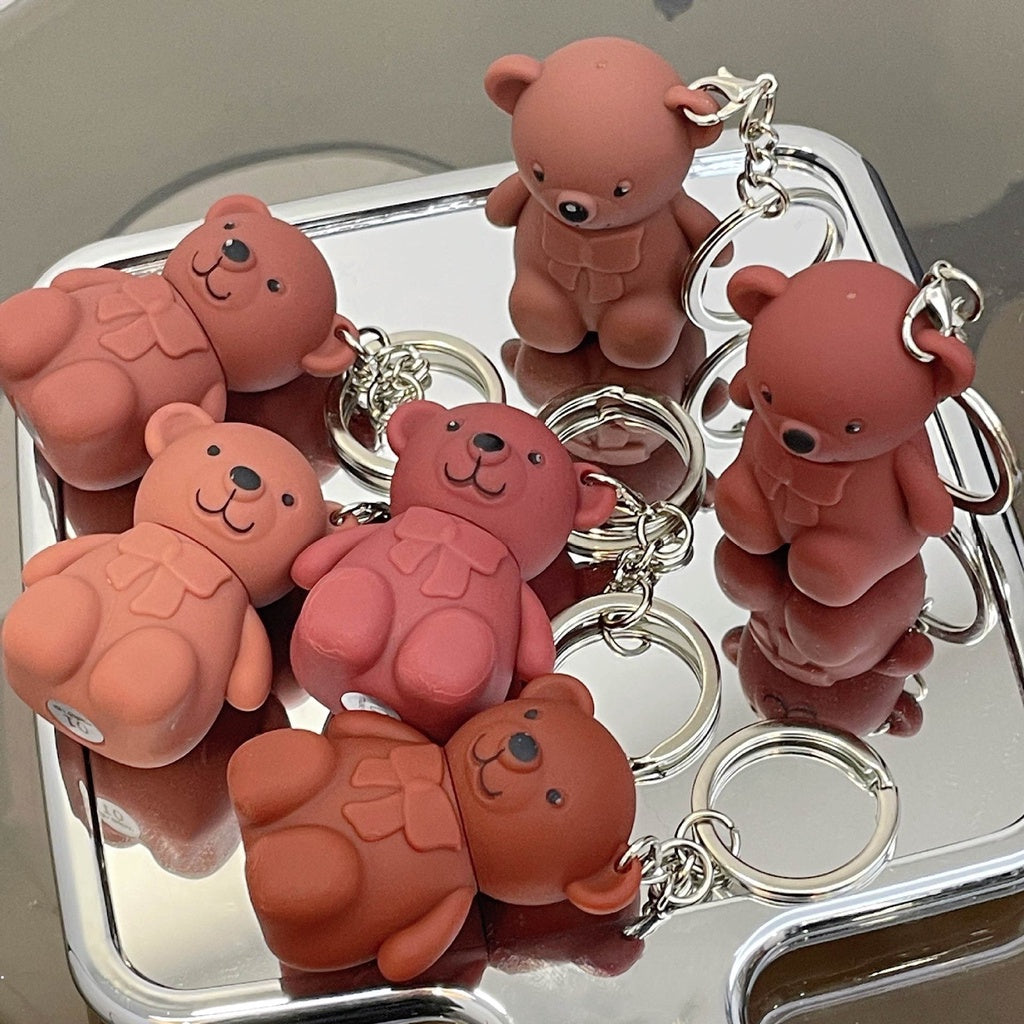 Cute Little Bear Lip Gloss Matte Lip Glaze Lipstick Key Chain Pendant