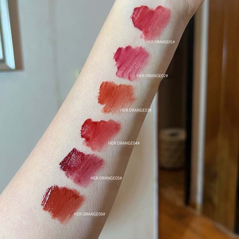 HERORANGE Lip Gloss Red Thin Tube Matte Lipstick Waterproof Nature Not Easy To Fade