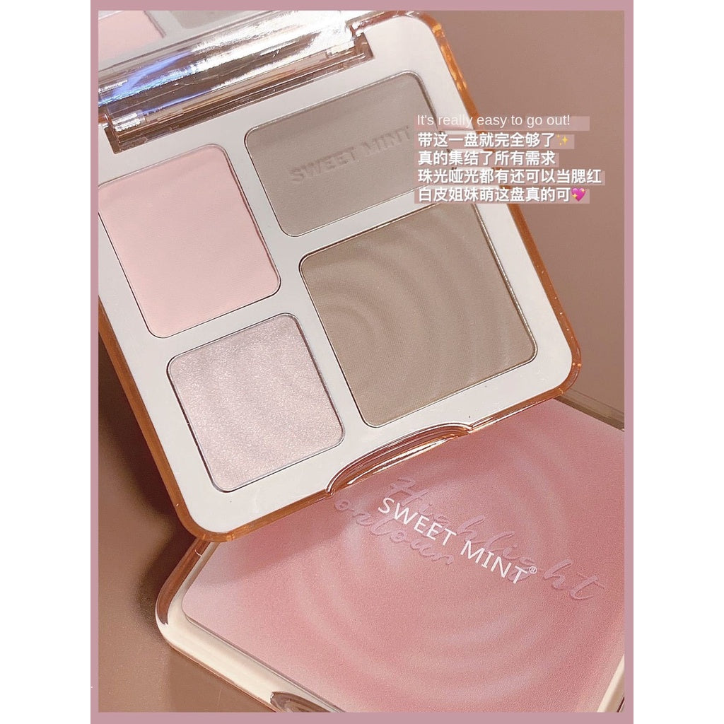 Sweet Mint Four-color Highlight Repair Disk Comprehensive Face Brightening Matte Nose Shadow Contouring