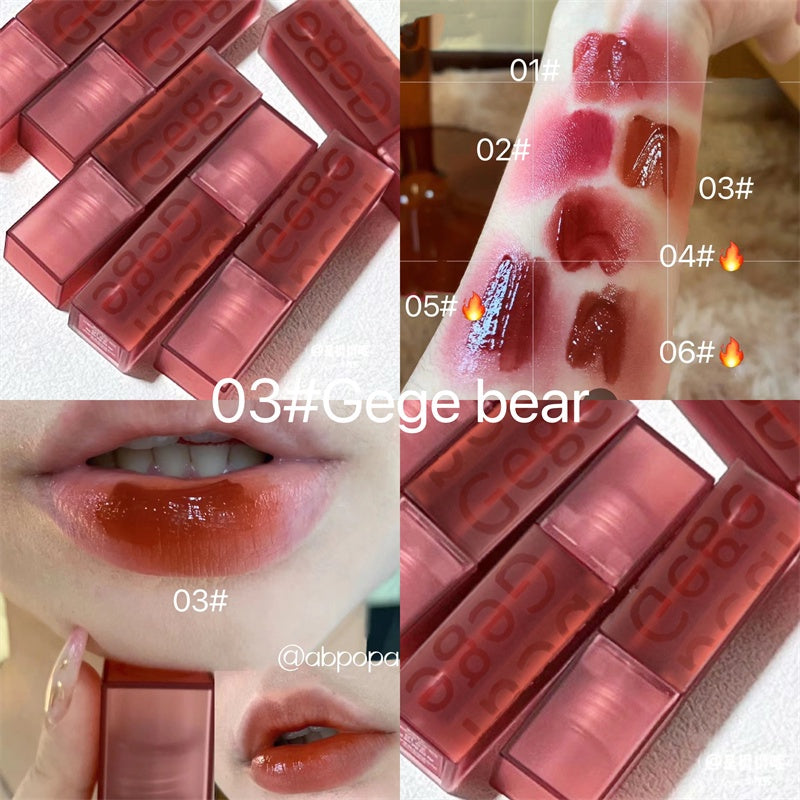 Gege Bea Cute Bear Velvet Lip Glaze Matte Lip Gloss 6 Color