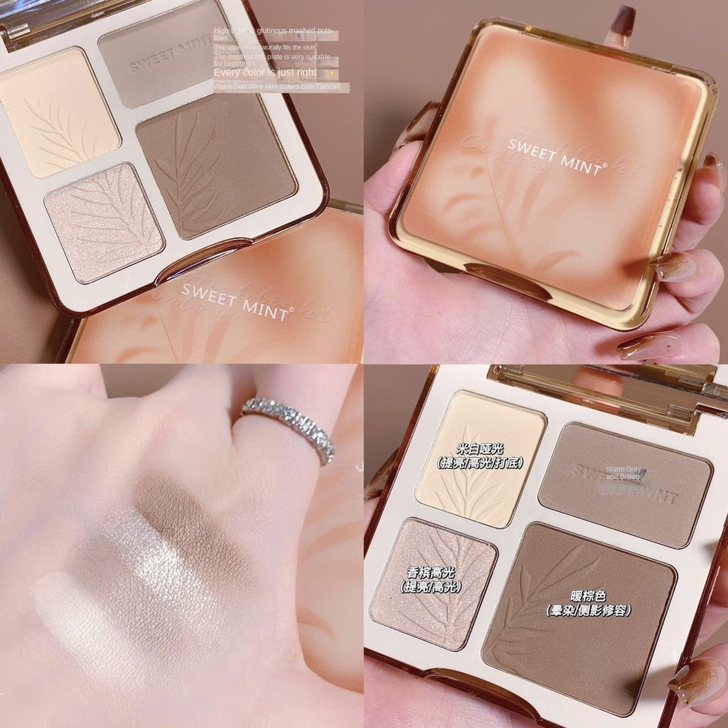 Sweet Mint Four-color Highlight Repair Disk Comprehensive Face Brightening Matte Nose Shadow Contouring