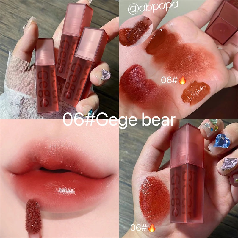 Gege Bea Cute Bear Velvet Lip Glaze Matte Lip Gloss 6 Color