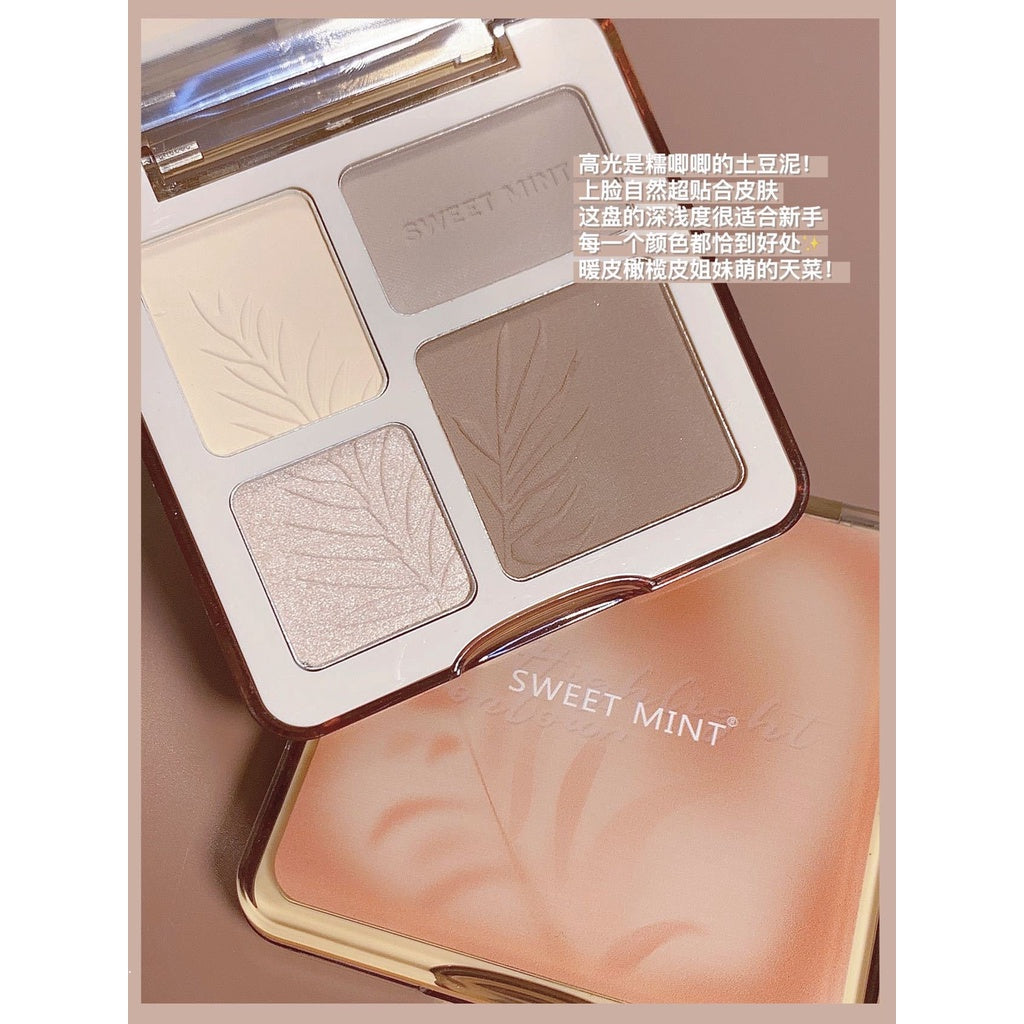 Sweet Mint Four-color Highlight Repair Disk Comprehensive Face Brightening Matte Nose Shadow Contouring