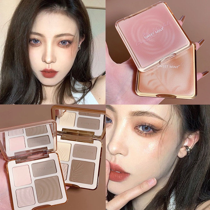 Sweet Mint Four-color Highlight Repair Disk Comprehensive Face Brightening Matte Nose Shadow Contouring