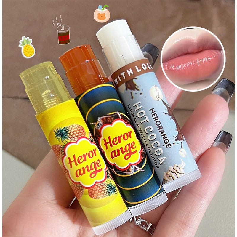 HERORANGE Lollipops Lip Balm Pineapple Cola Flavor Lip Mask Moisturize Moisturizing Lighten Lip Lines Unisex