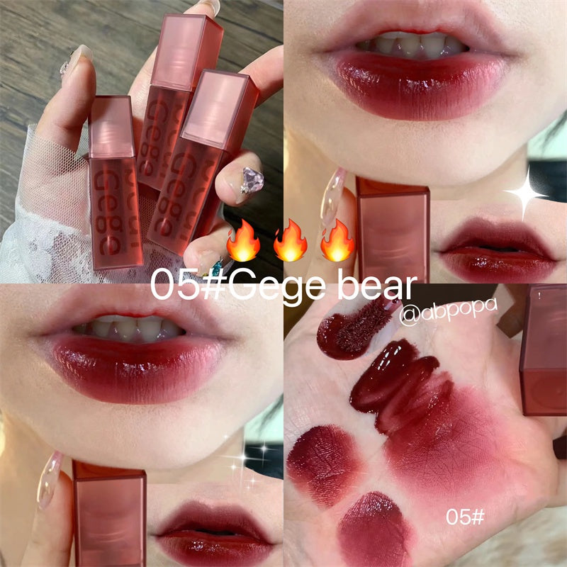 Gege Bea Cute Bear Velvet Lip Glaze Matte Lip Gloss 6 Color