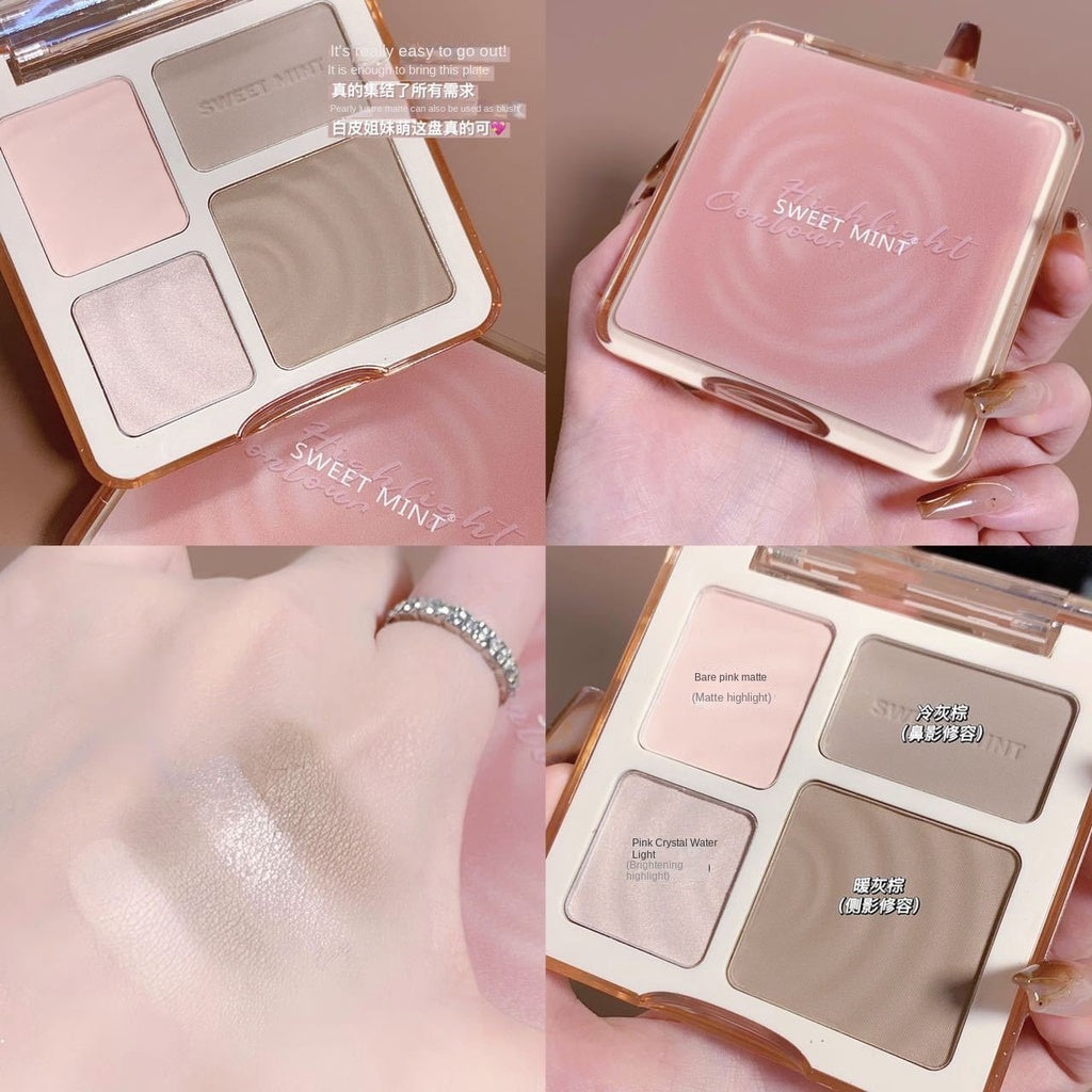 Sweet Mint Four-color Highlight Repair Disk Comprehensive Face Brightening Matte Nose Shadow Contouring