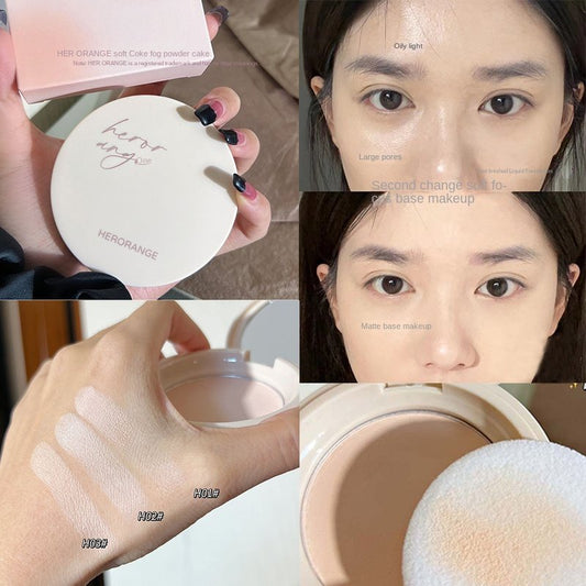 HERORANGE Round Box Setting Powder Matte Pressed Powder Oil Control Lasting Water Proof Concealer Contains Puff