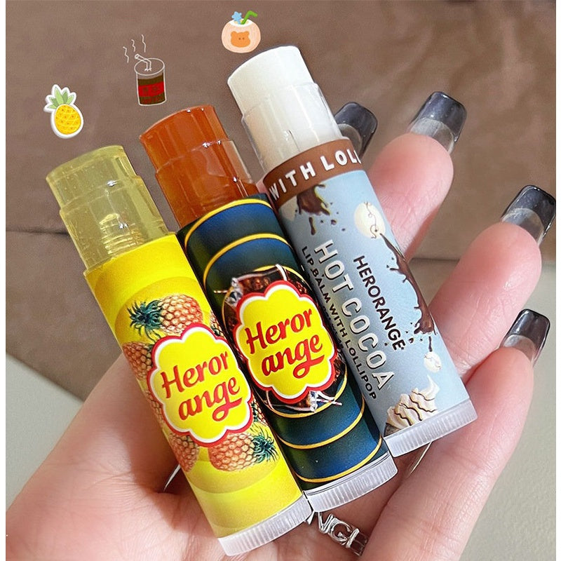 HERORANGE Lollipops Lip Balm Pineapple Cola Flavor Lip Mask Moisturize Moisturizing Lighten Lip Lines Unisex