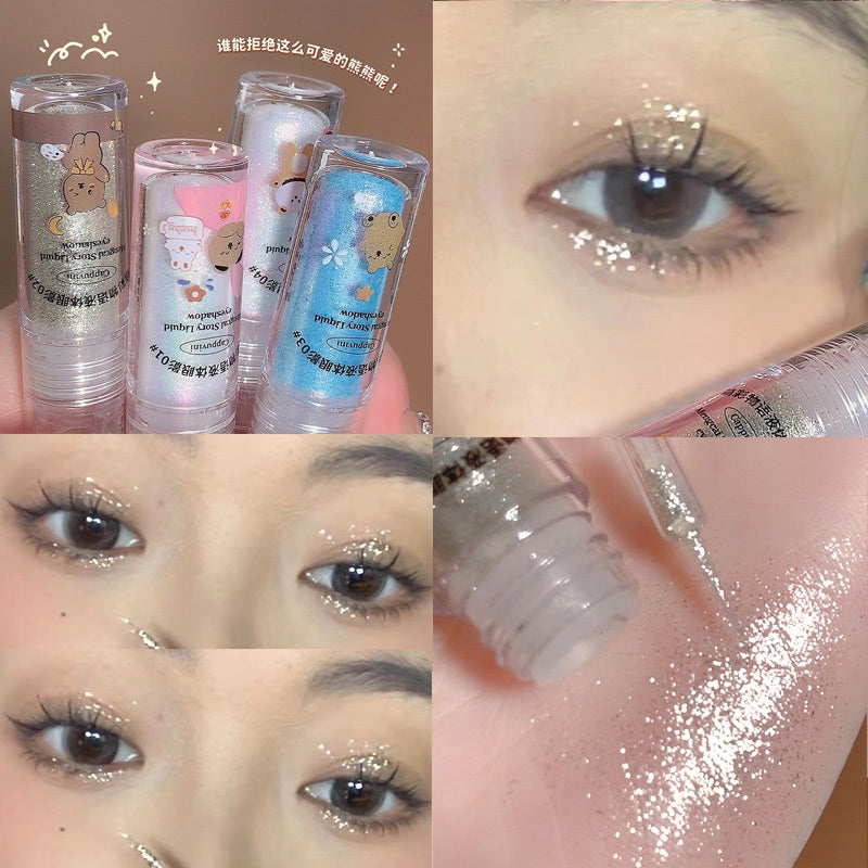 Cappuvini Cute Bear Liquid Eyeshadow Sequins Glitter Mermaid Pearl Tears Makeup Eye Shadow