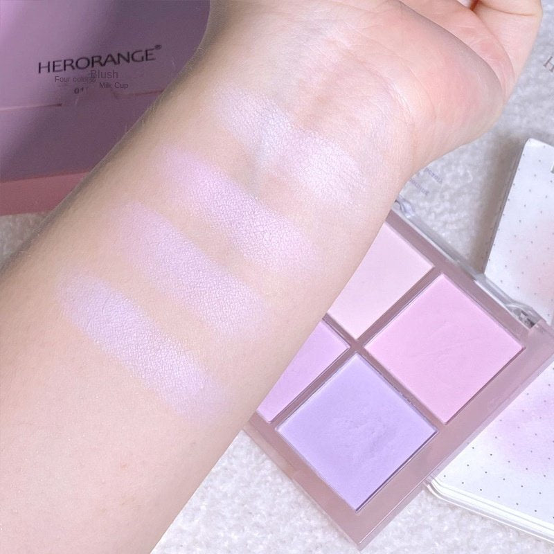 HERORANGE Four-color Blush Cheek Purple Cheek Blue Matte Nature Honey Peach Makeup