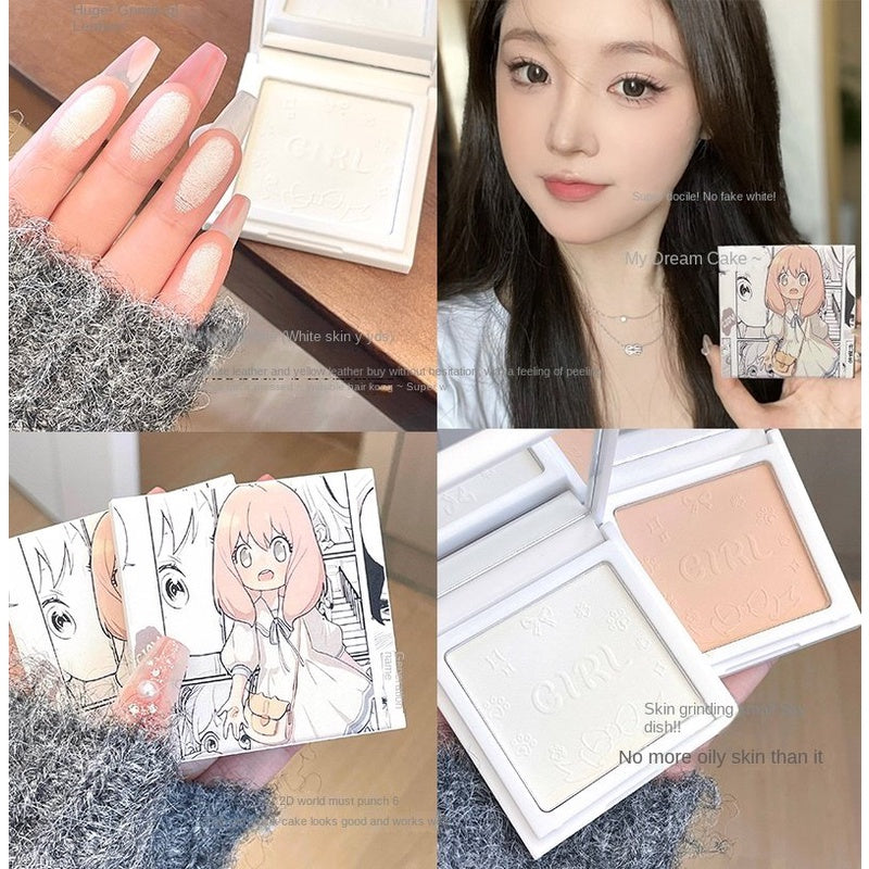 Cute Set Makeup Pressed Powder Matte Oil Control Hold Makeup Powder Powder Foundation