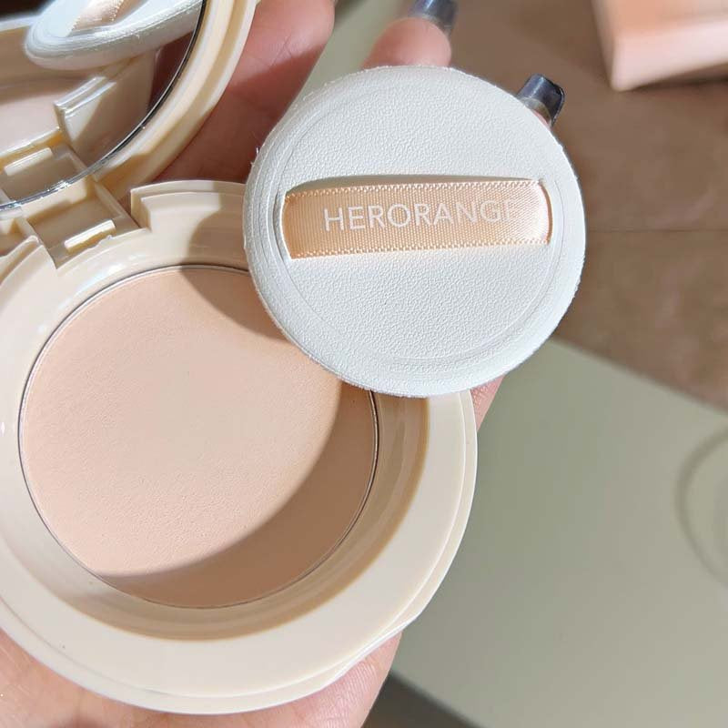 HERORANGE Round Box Setting Powder Matte Pressed Powder Oil Control Lasting Water Proof Concealer Contains Puff