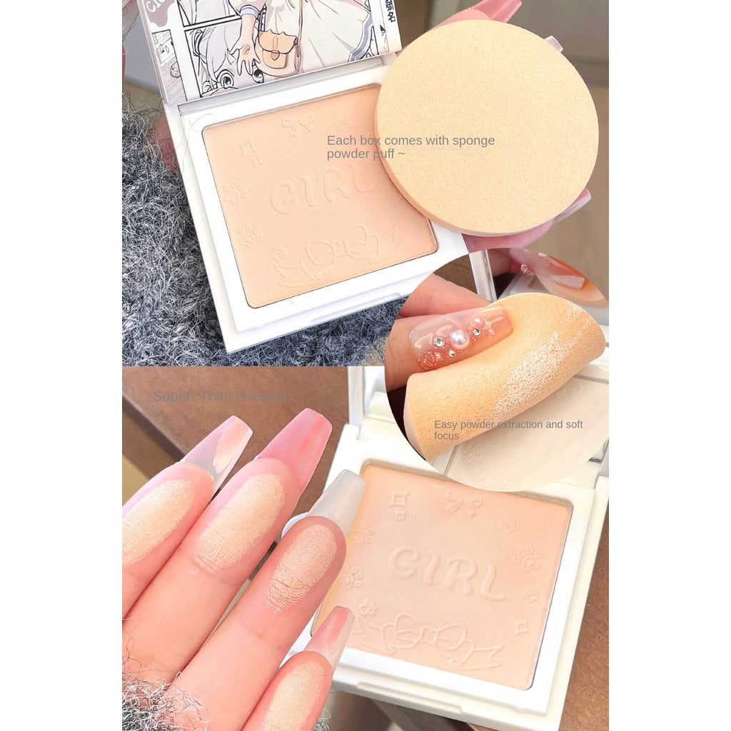 Cute Set Makeup Pressed Powder Matte Oil Control Hold Makeup Powder Powder Foundation