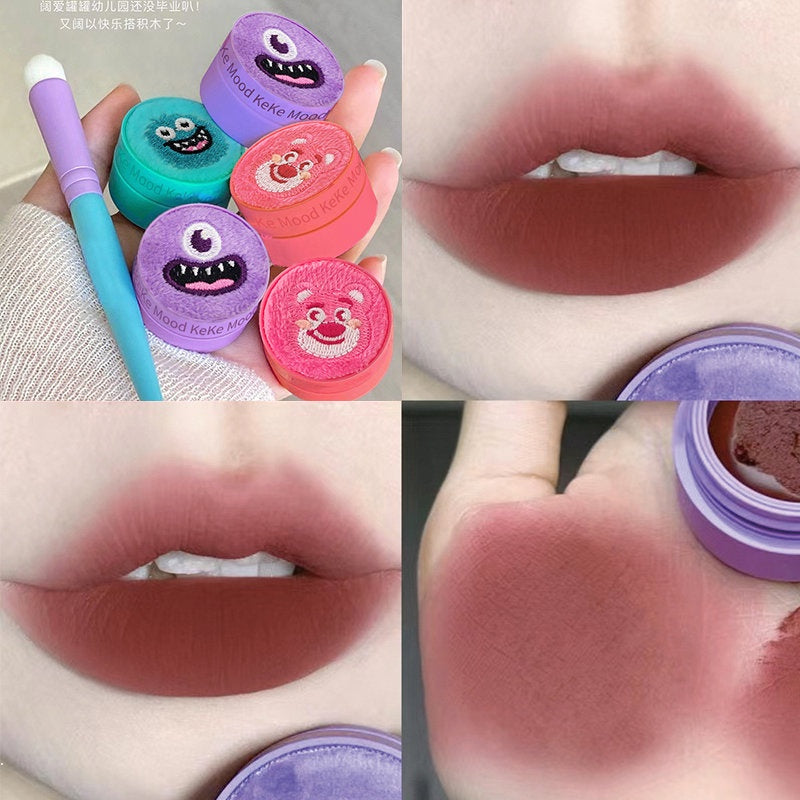 Kekemood Plush Shell Canned Lip Clay Matte Velvet Lip and Cheek Dual Use Lipstick Blusher Waterproof Lip Gloss