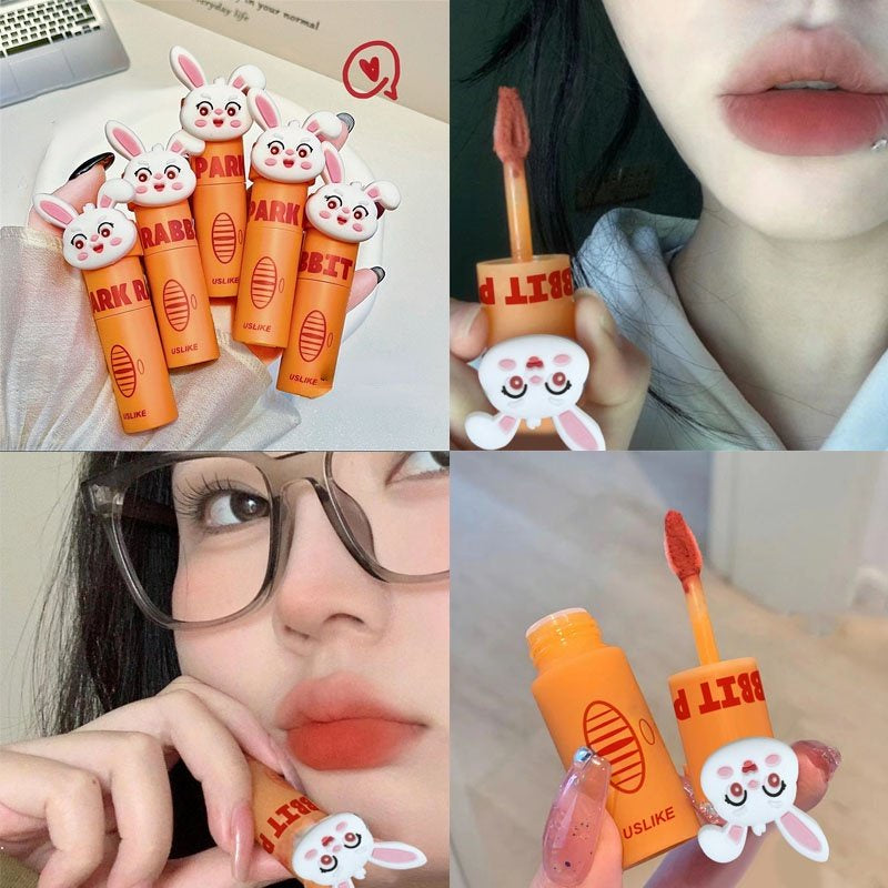 Uslike Carrot Rabbit Lip Gloss Lip and Cheek Dual-use Lip Mud Whitening Lipstick Waterproof