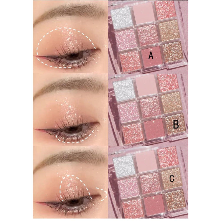 Rose Eyeshadow Nine Colors Transparent Acrylic Pearlescent Matte Eyeshadow Palette Waterproof Not Easy To Fade