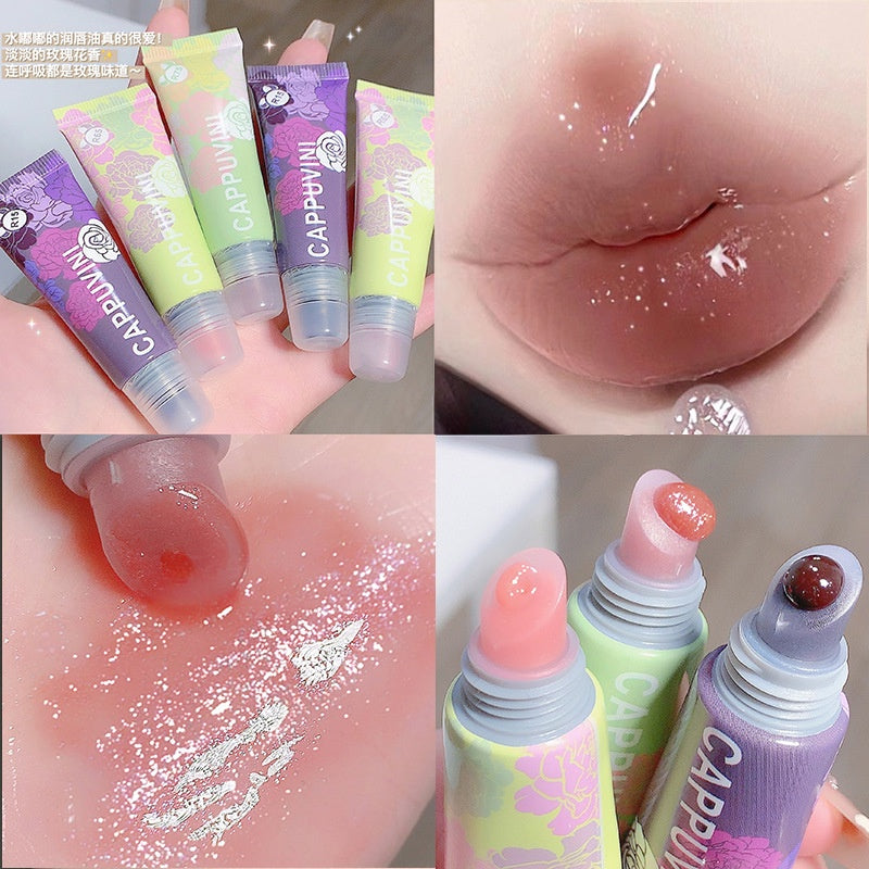 Cappuvini Tinted Lip Serum Oil Mirror Surface Touch Up Lip Essence Moisturizing Lip Gloss Lipstick Lip Balm Waterproof