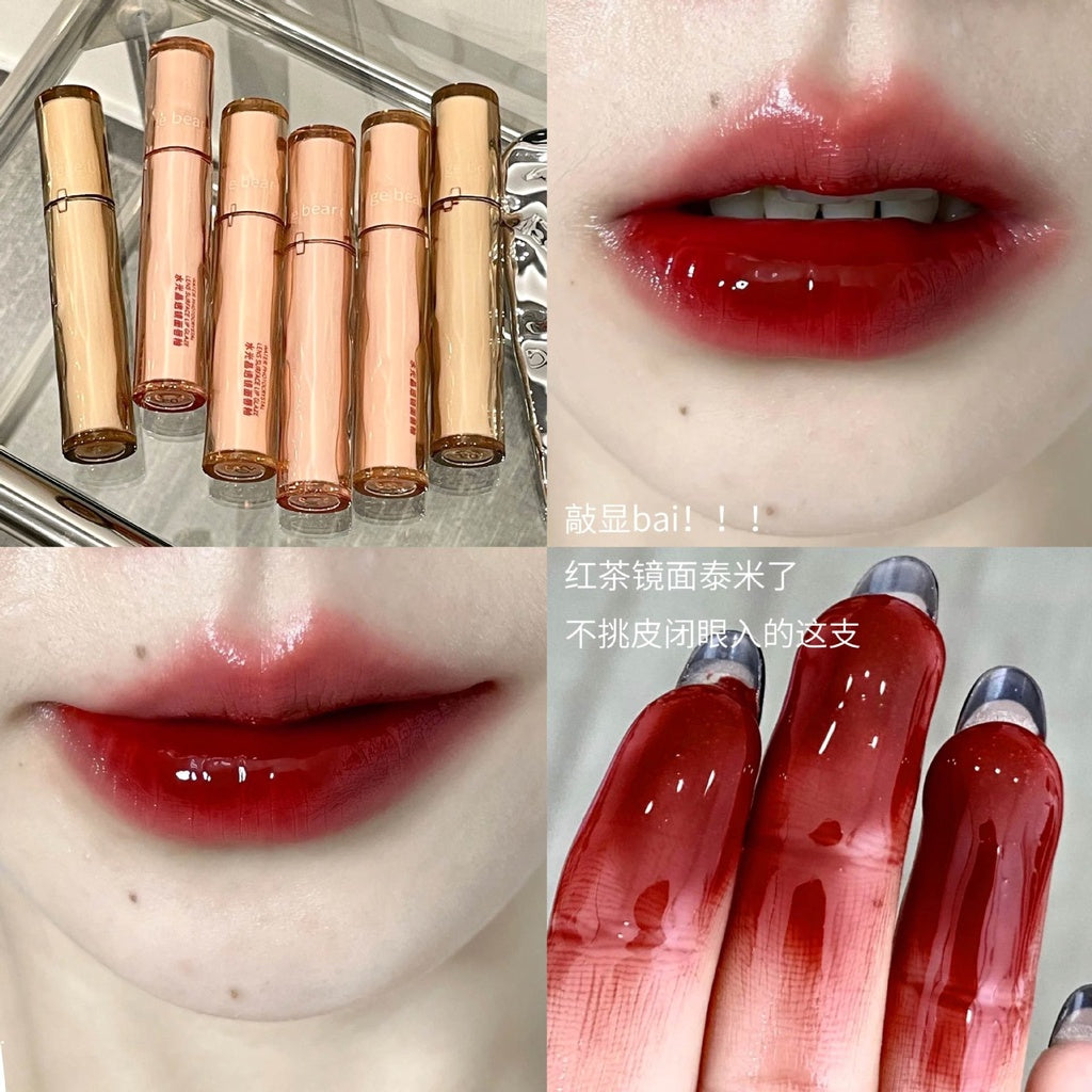 GEGE BEAR Iced Tea Mirror Surface Lip Gloss Moisturize Not Easy To Fade Lipstick Waterproof Lasting