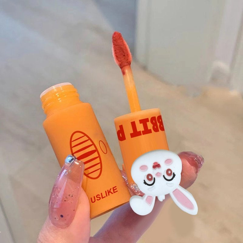 Uslike Carrot Rabbit Lip Gloss Lip and Cheek Dual-use Lip Mud Whitening Lipstick Waterproof