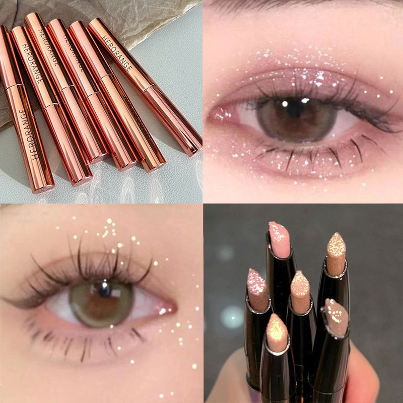 HERORANGE Sparkling Clear Broken Diamond Lying Silkworm Pen Eye Shadow Stick Pearlescent Eye Shadow Water Proof Lasting