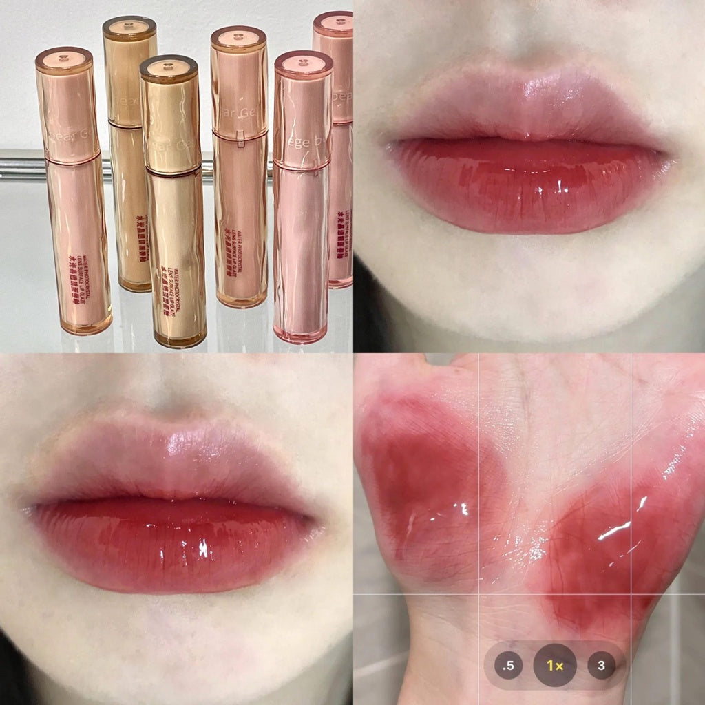 GEGE BEAR Iced Tea Mirror Surface Lip Gloss Moisturize Not Easy To Fade Lipstick Waterproof Lasting