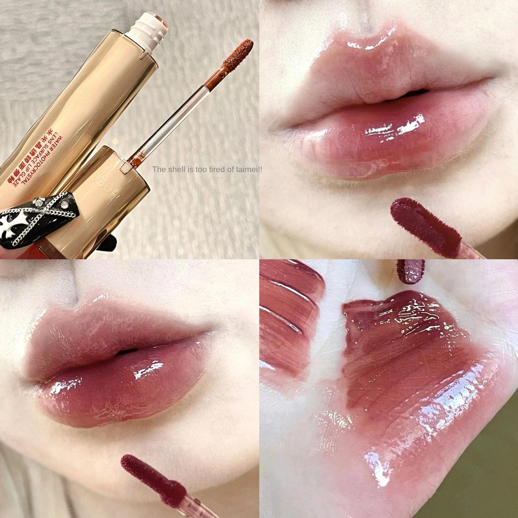 GEGE BEAR Iced Tea Mirror Surface Lip Gloss Moisturize Not Easy To Fade Lipstick Waterproof Lasting