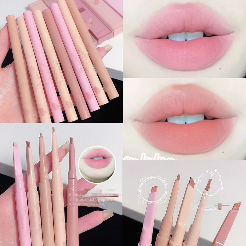 MUGE LEEN Sweet Lip Liner Auto Rotate Water Proof Lasting Does Not Fade Outline The Lips Lipstick Pen Lip Gloss