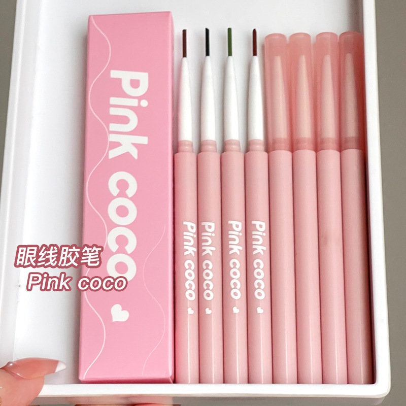 Pink Coco Eyeliner Lasting Water Proof No Smudge Easy To Color Color Eyeliner Pencil Lying Silkworm Pen