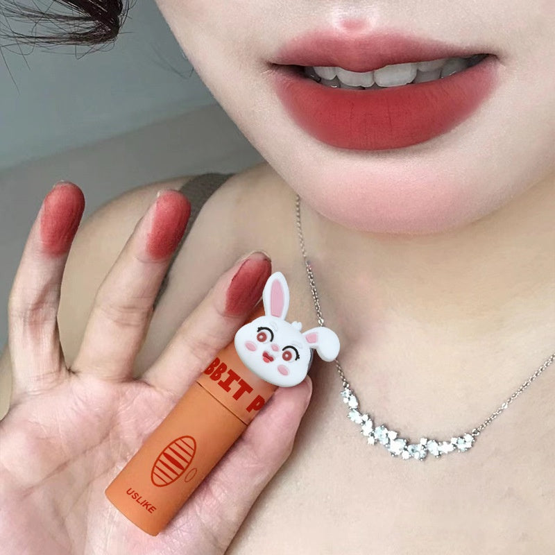 Uslike Carrot Rabbit Lip Gloss Lip and Cheek Dual-use Lip Mud Whitening Lipstick Waterproof