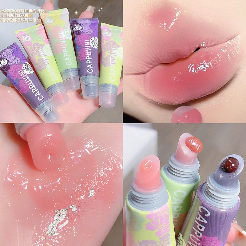 Cappuvini Tinted Lip Serum Oil Mirror Surface Touch Up Lip Essence Moisturizing Lip Gloss Lipstick Lip Balm Waterproof