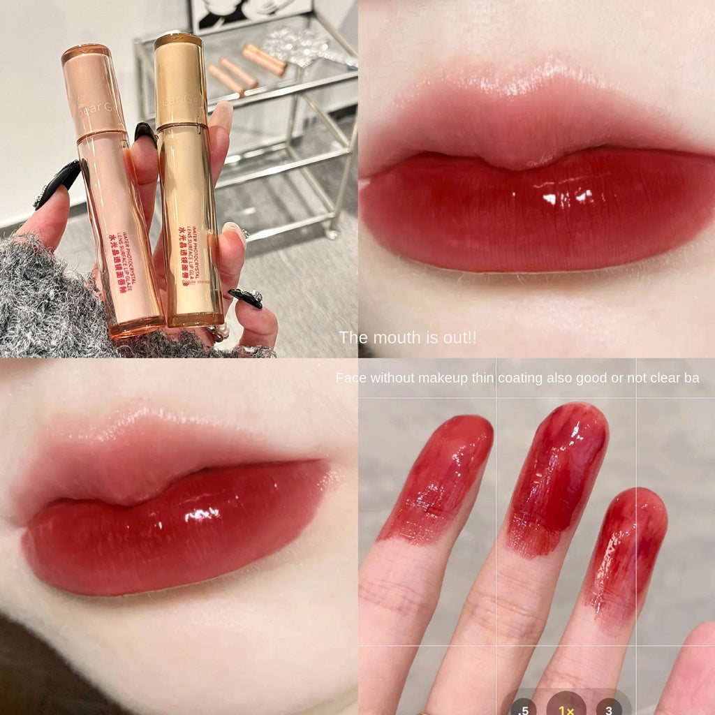 GEGE BEAR Iced Tea Mirror Surface Lip Gloss Moisturize Not Easy To Fade Lipstick Waterproof Lasting