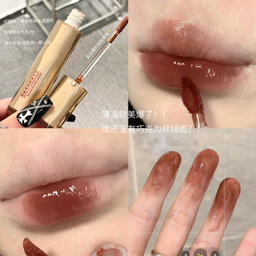 GEGE BEAR Iced Tea Mirror Surface Lip Gloss Moisturize Not Easy To Fade Lipstick Waterproof Lasting