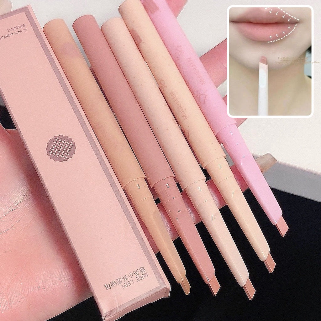 MUGE LEEN Sweet Lip Liner Auto Rotate Water Proof Lasting Does Not Fade Outline The Lips Lipstick Pen Lip Gloss