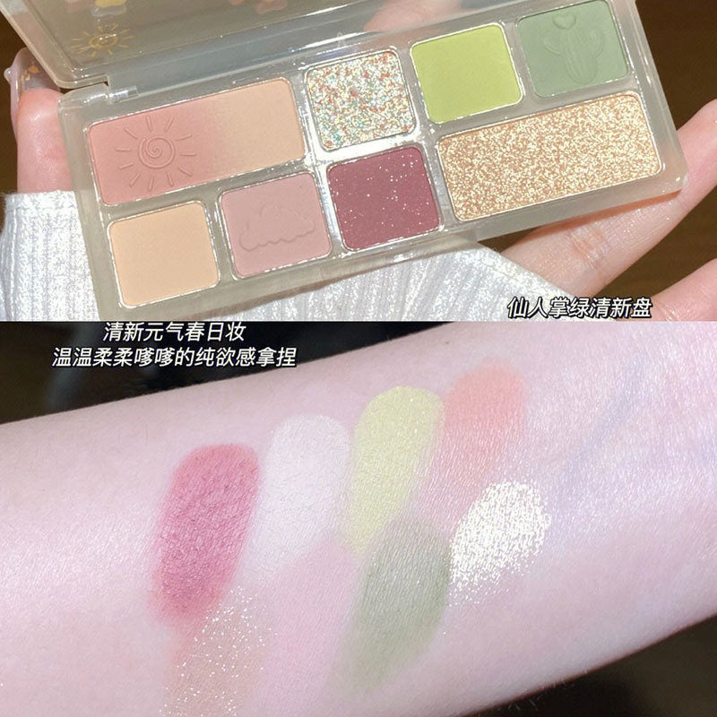 Strawberry Sweetheart Color Cactus Color Eyeshadow Matte Pearlescent Water Proof Not Easy To Fade Daily Advanced Green Eyeshadow Palette