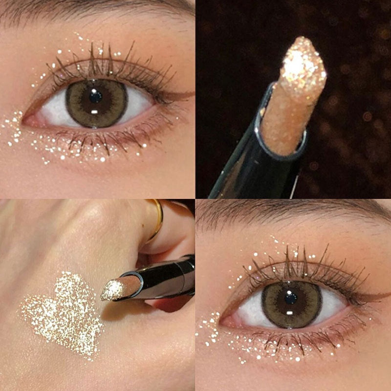 HERORANGE Sparkling Clear Broken Diamond Lying Silkworm Pen Eye Shadow Stick Pearlescent Eye Shadow Water Proof Lasting