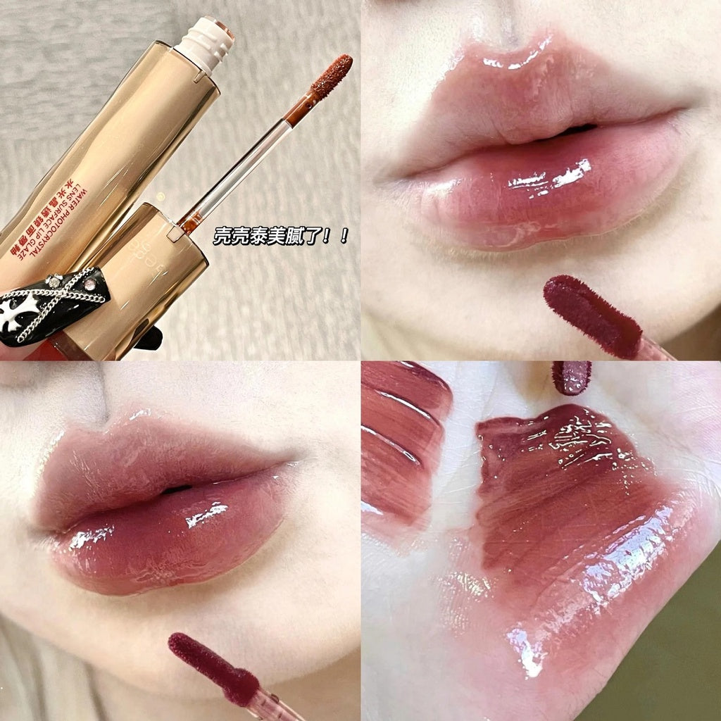 GEGE BEAR Iced Tea Mirror Surface Lip Gloss Moisturize Not Easy To Fade Lipstick Waterproof Lasting