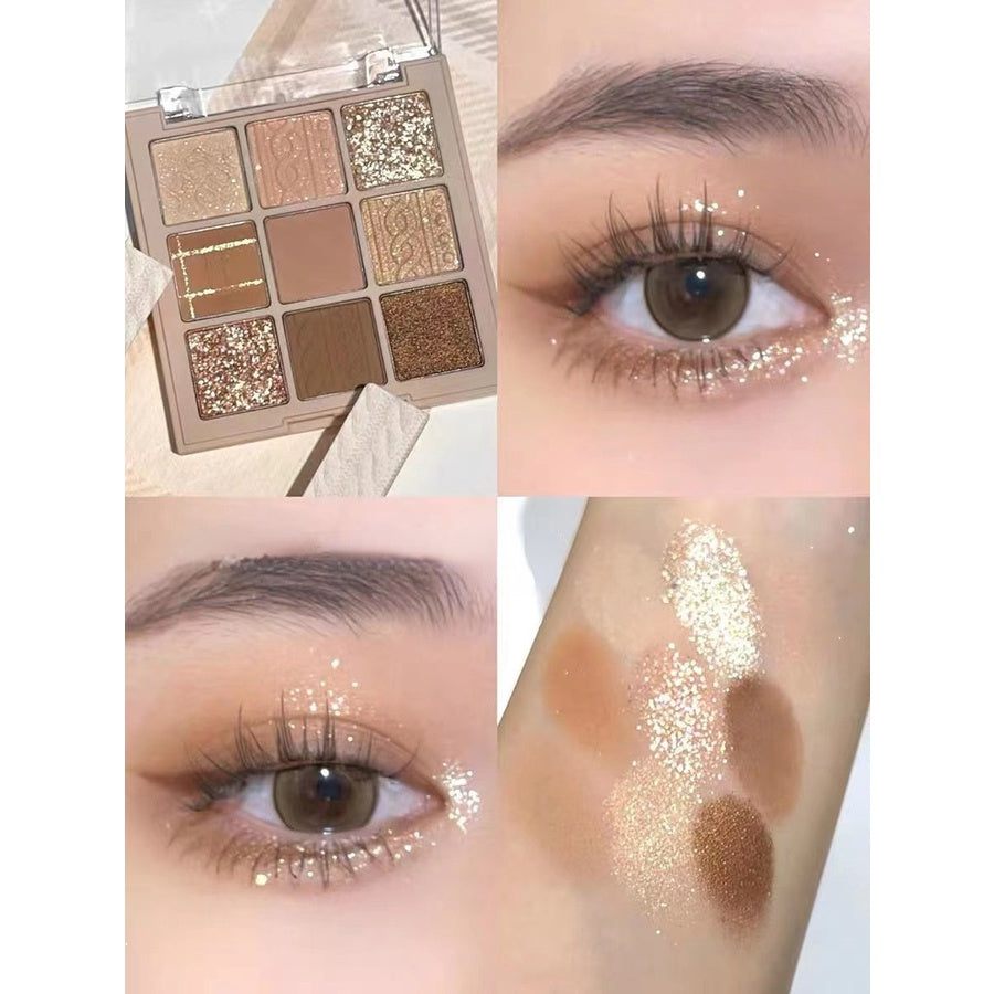 HERORANGE Eyeshadow Palette Almond Color Butter Color Matte Nature Pearlescent Lasting Nine Colors