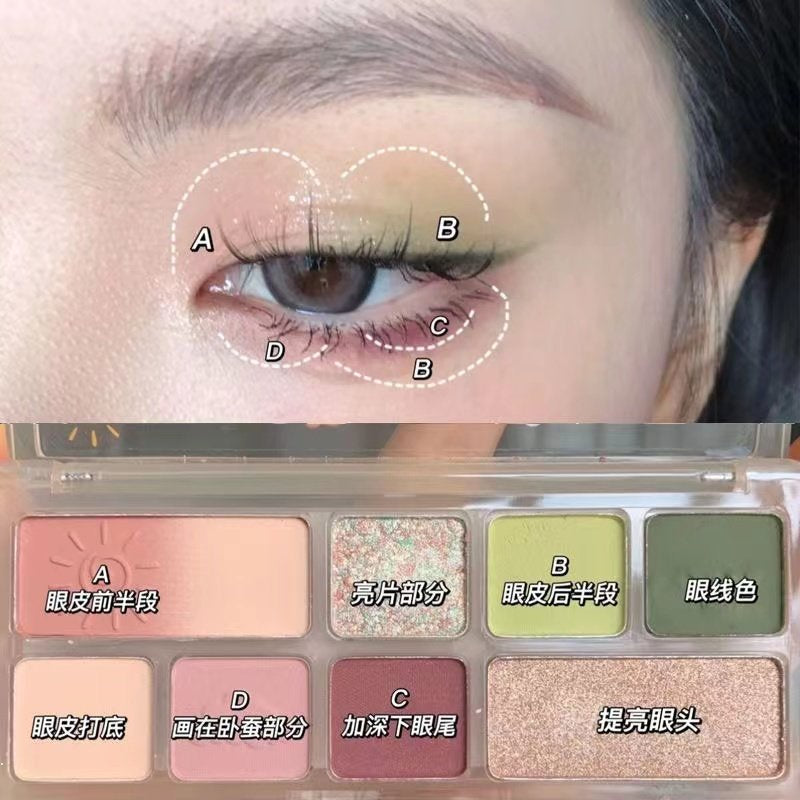 Strawberry Sweetheart Color Cactus Color Eyeshadow Matte Pearlescent Water Proof Not Easy To Fade Daily Advanced Green Eyeshadow Palette