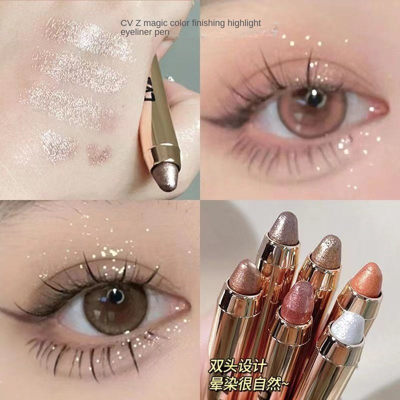 MYHO Lazy Eye Makeup Highlight Eye Shadow Pencil Lying Silkworm Pen Double Head Eye Shadow Stick No Smudge Eye Makeup Water Proof Nature