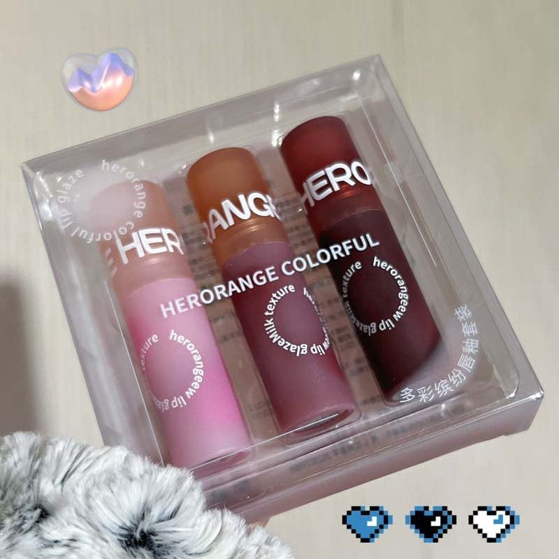 HERORANGE Colorful Lipstick Matte Water Proof Round Tube Pink Lip Gloss