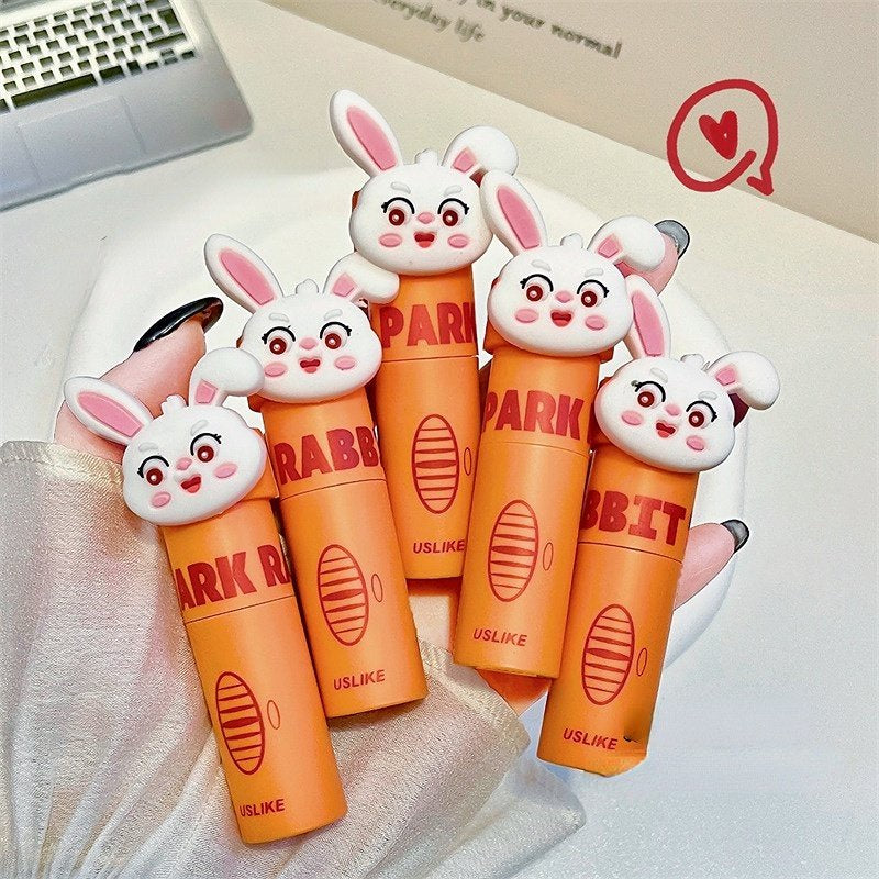 Uslike Carrot Rabbit Lip Gloss Lip and Cheek Dual-use Lip Mud Whitening Lipstick Waterproof