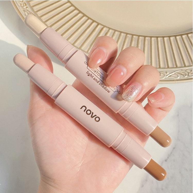 NOVO Double Head Contouring Highlight Stick Brighten Concealer Repair Face Shadow Nose Shadow Highlight Contouring Pen